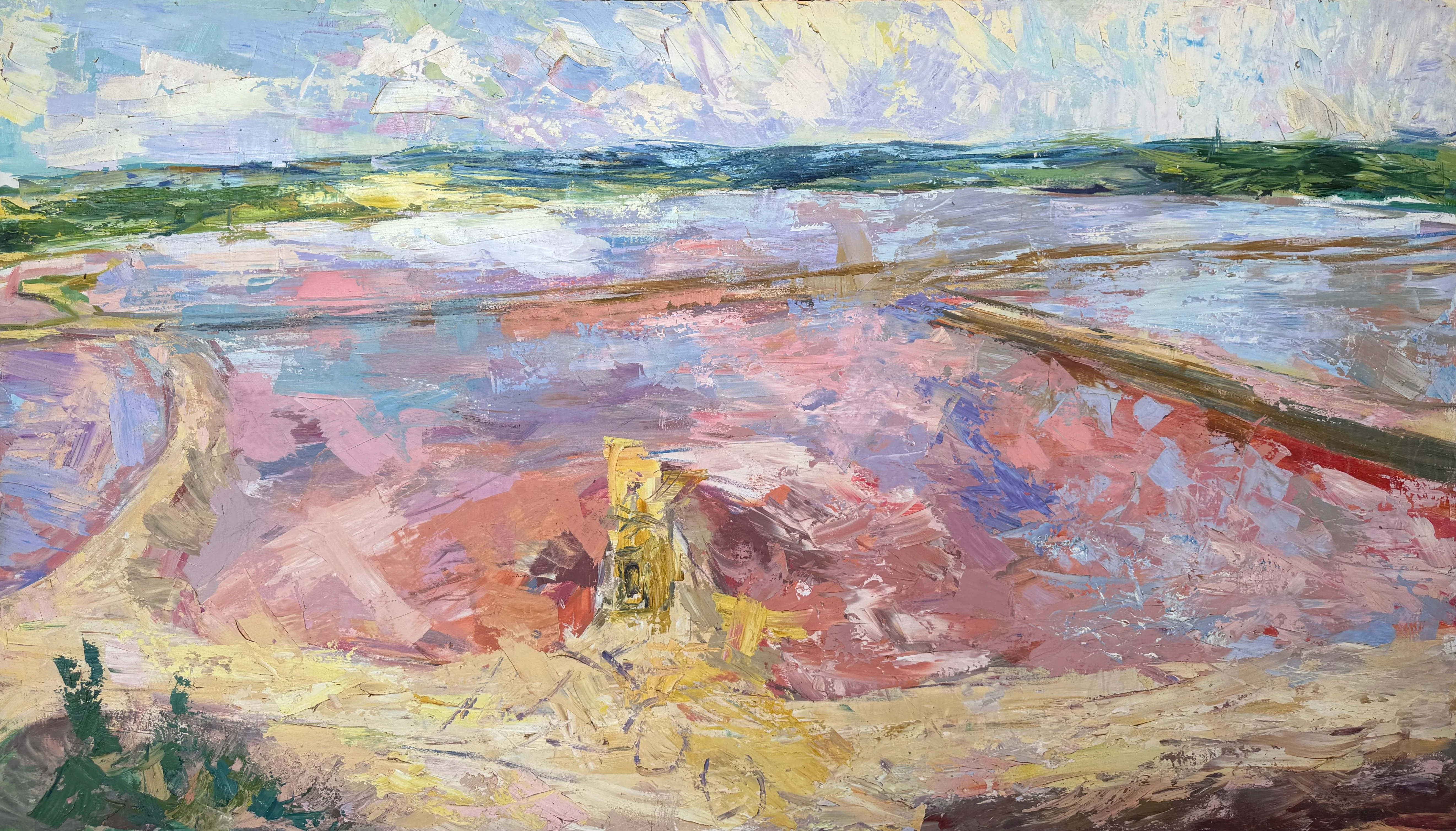 Working on the Tailings Dam I (Wheal Jane Project), 2000, 122 x 213.5cm